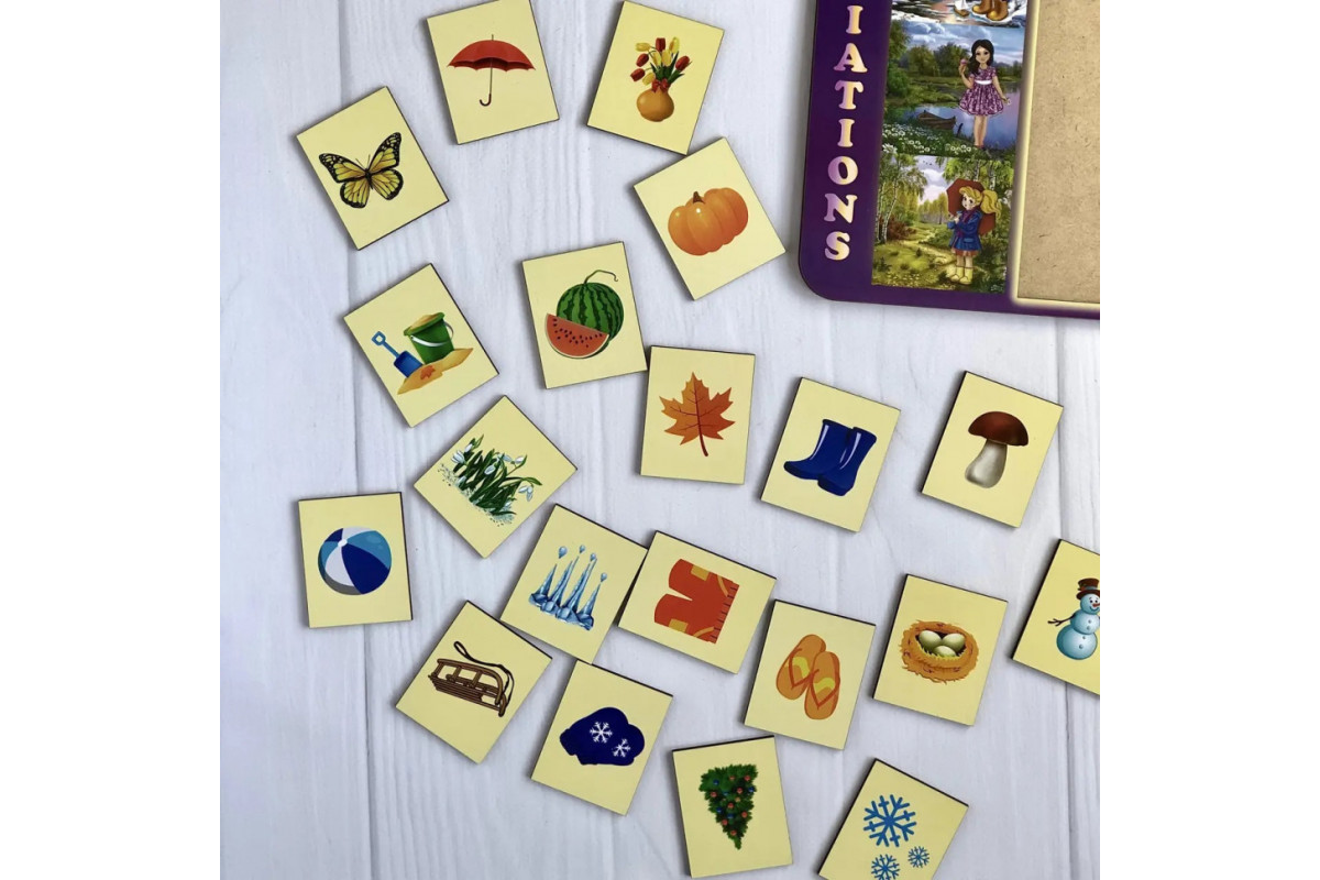 Деревянный пазл-вкладыш "Времена года" Ubumblebees (ПСД122) PSD122 сортер-ассоциации