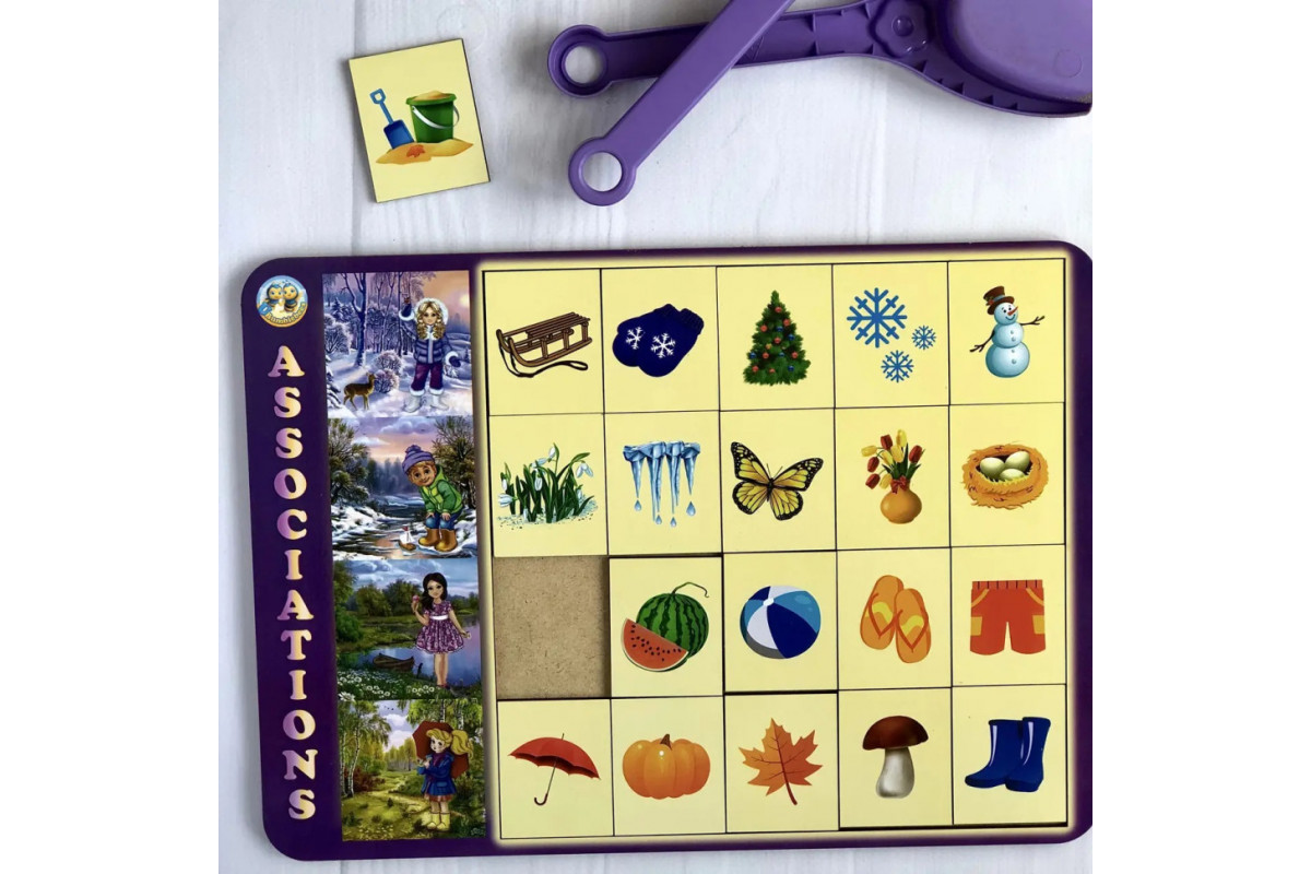 Деревянный пазл-вкладыш "Времена года" Ubumblebees (ПСД122) PSD122 сортер-ассоциации