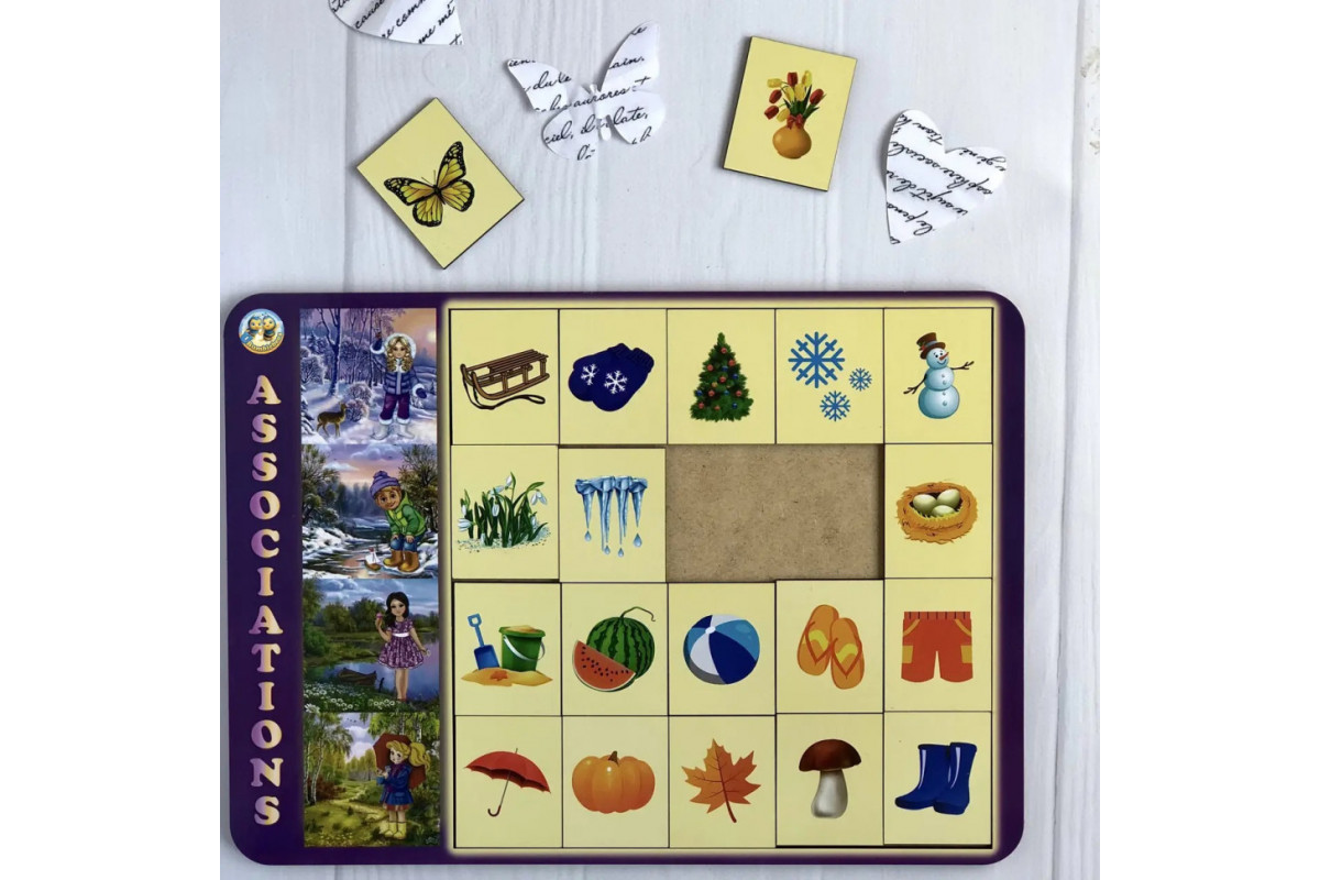 Деревянный пазл-вкладыш "Времена года" Ubumblebees (ПСД122) PSD122 сортер-ассоциации