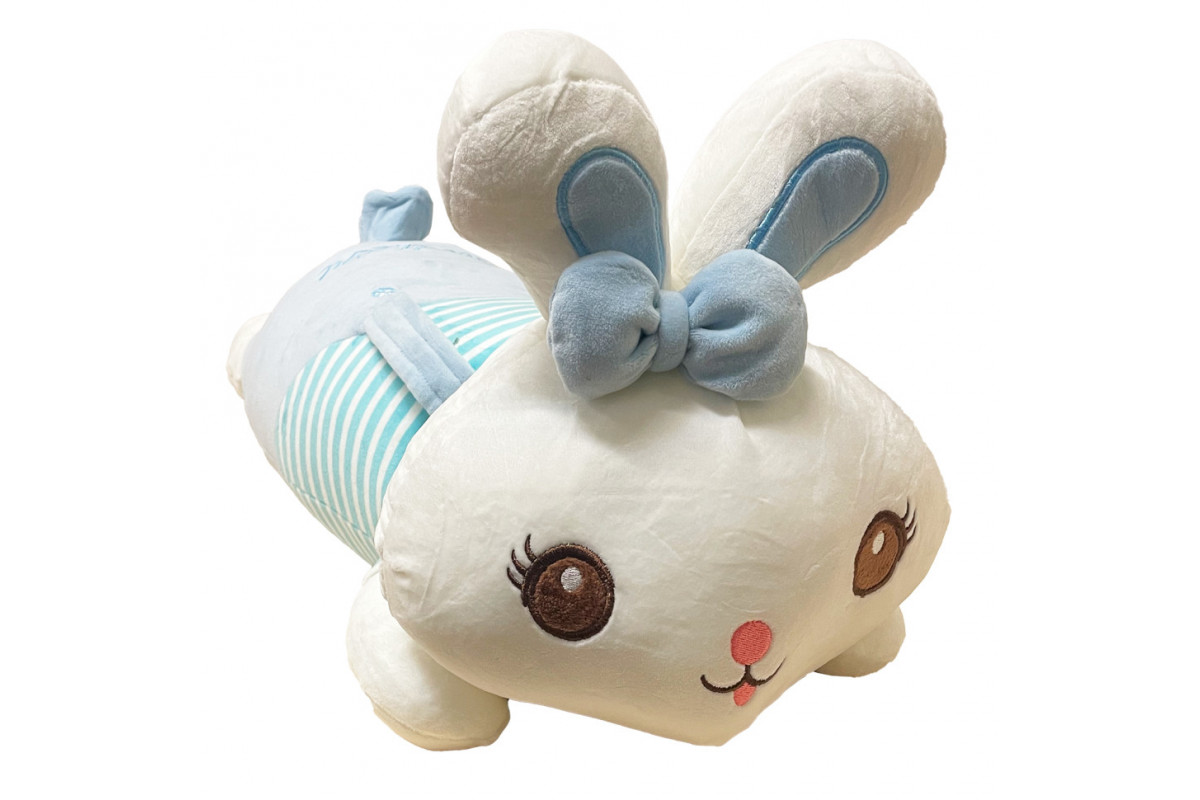 Детская мягкая игрушка "Зайка" L1122(Blue) игрушка с пледом, размер 60 см