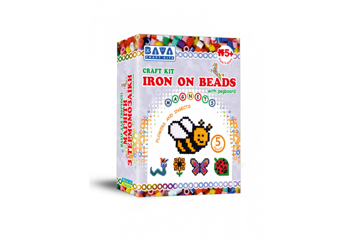 Детский набор для творчества. Магниты с термомозаики "Цветы-насекомые" TM-002, 5 фигур