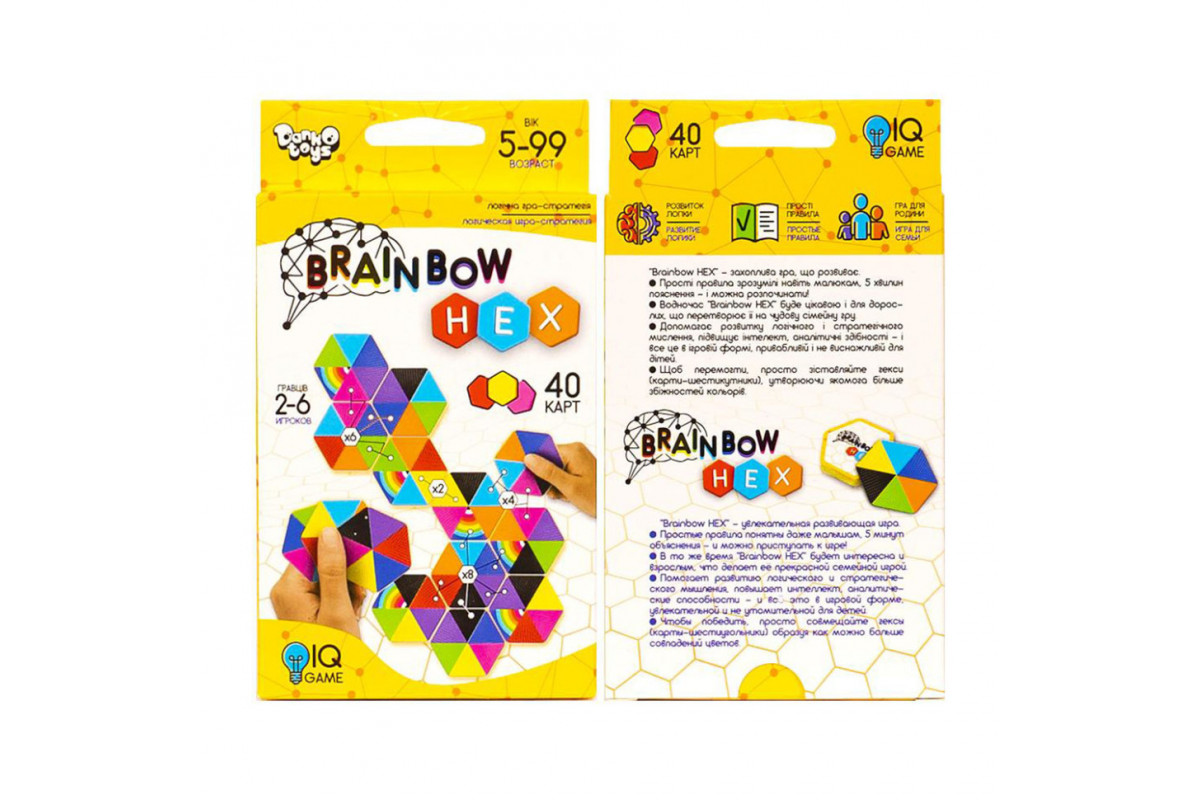 Развлекательная карточная игра "Brainbow HEX" G-BRH-01-01, 40 карт
