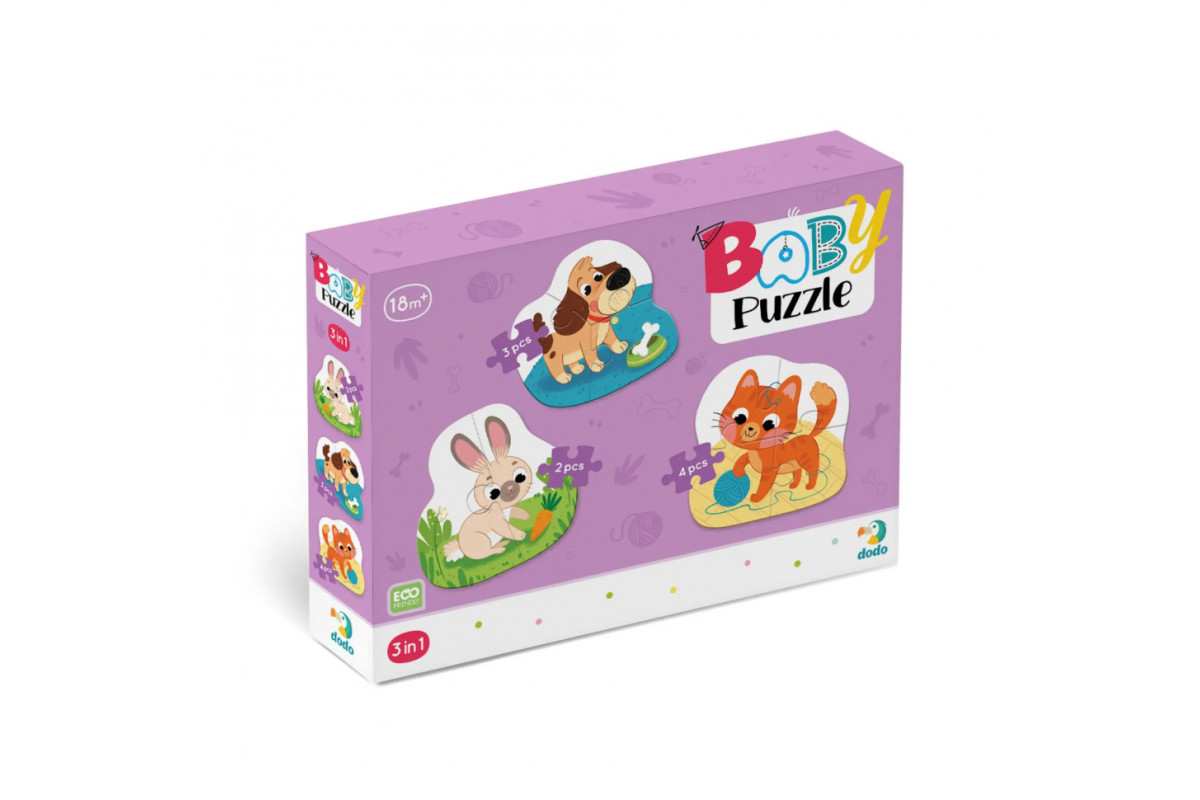 Детский Пазл 3 в 1  "Домашние животные" DoDo 300395, 9 эл