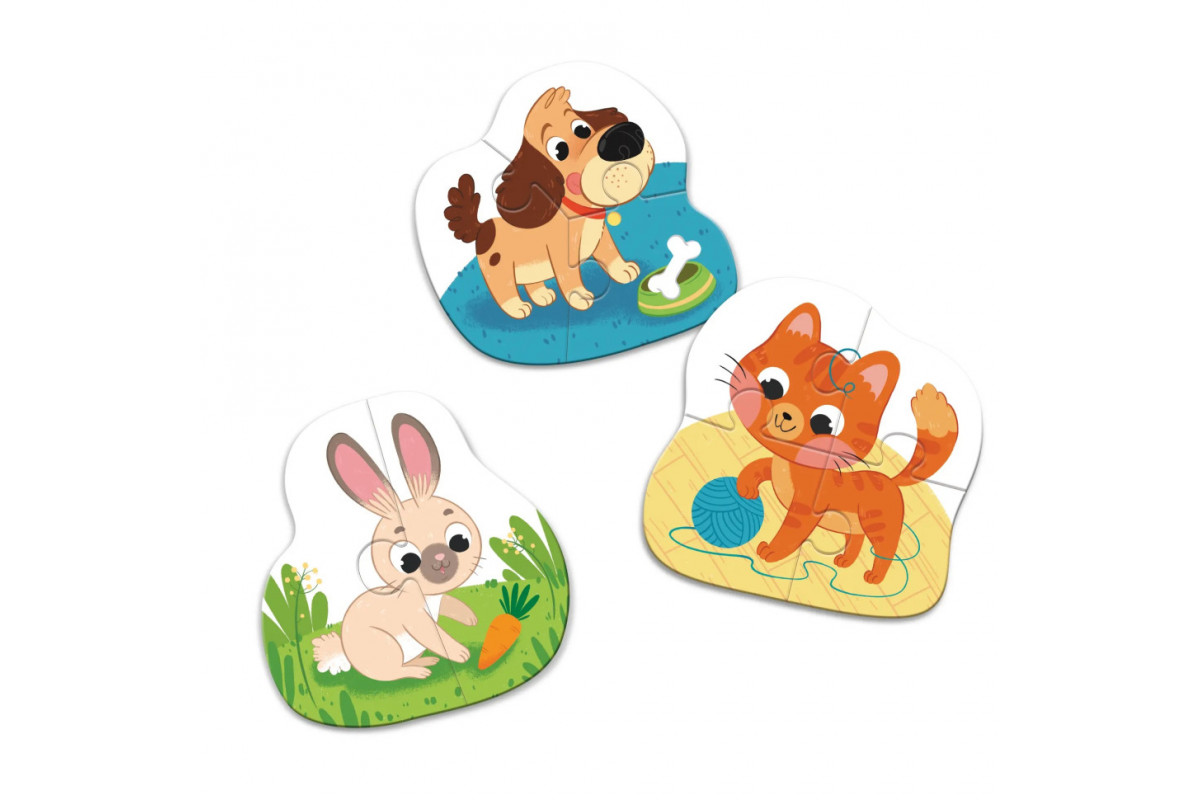 Детский Пазл 3 в 1  "Домашние животные" DoDo 300395, 9 эл