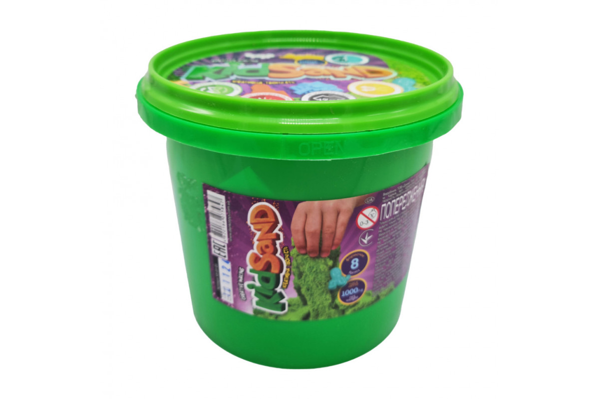 Набір креативної творчості "Кінетичний пісок" KidSand" KS-01-01 відро 1000г Зелений