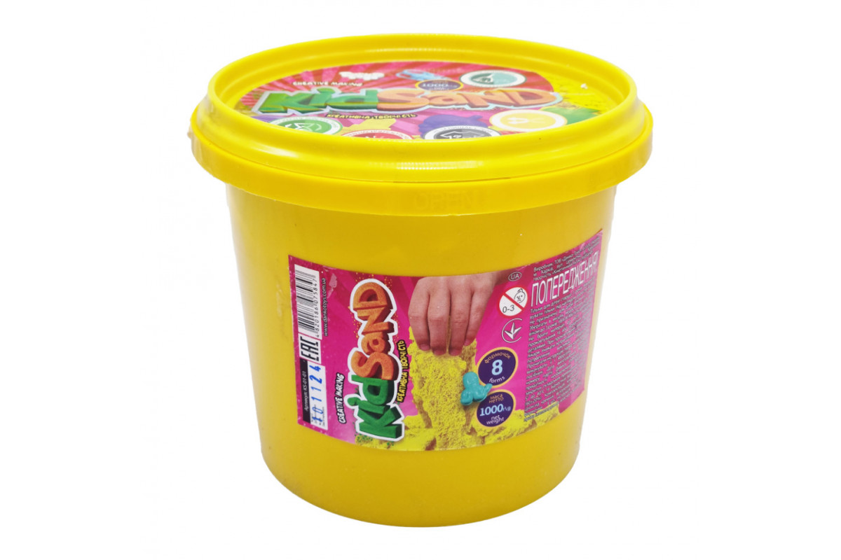 Набір креативної творчості "Кінетичний пісок" KidSand" KS-01-01 відро 1000г Жовтий