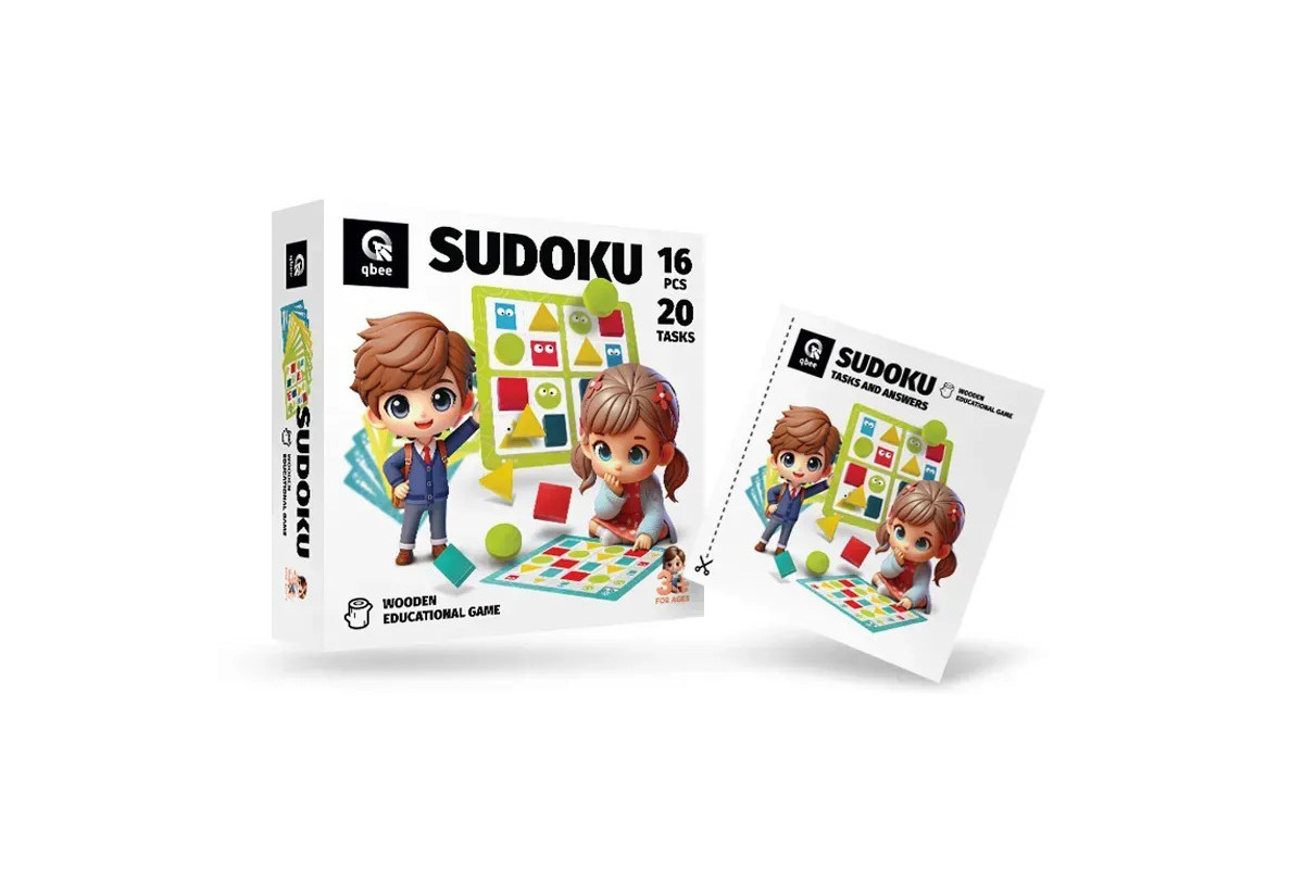 Дерев'яна дитяча логічна гра "Судоку геометричне" QB800-001, 16 елементів