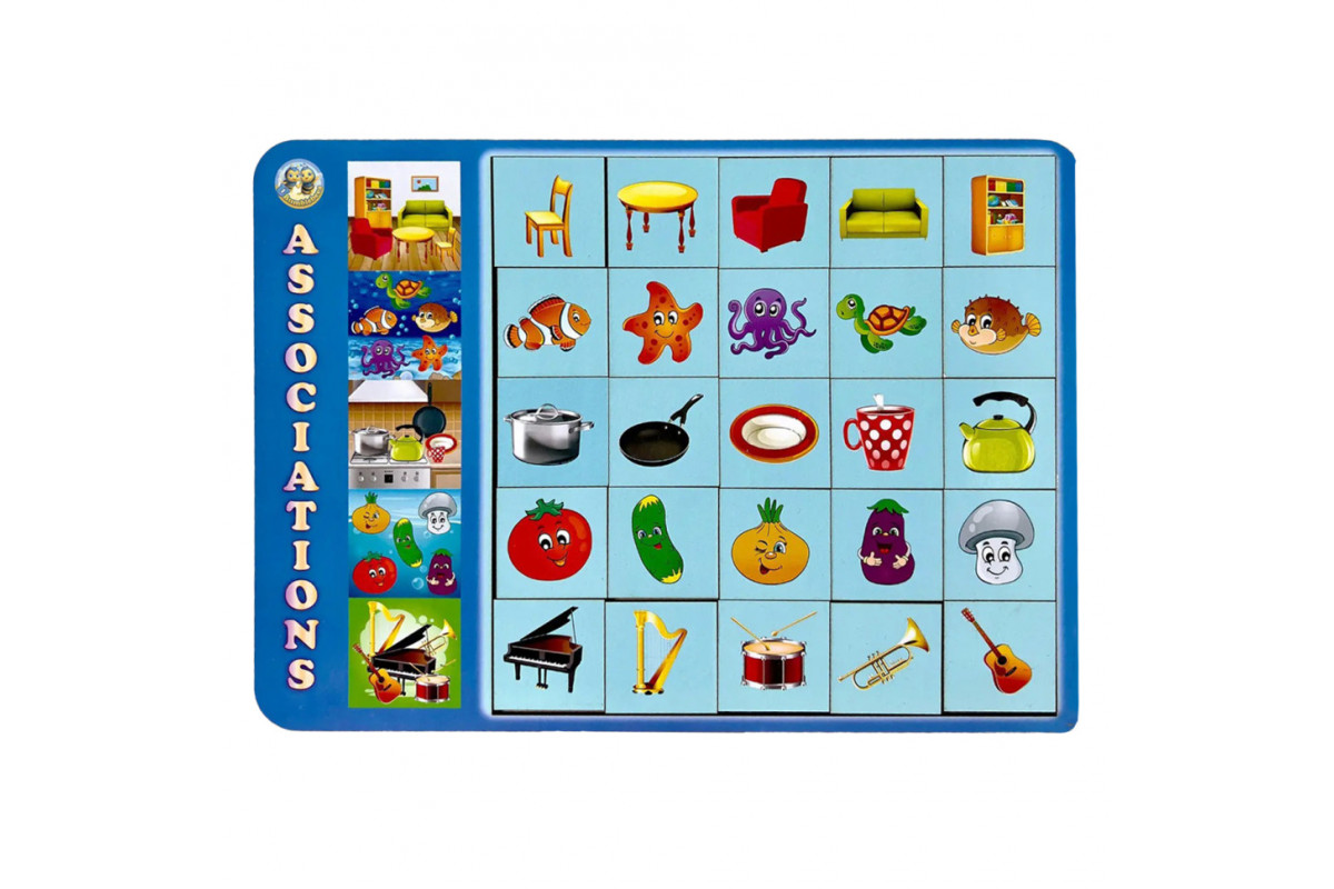 Деревянный пазл-вкладыш "Ассоциации - 1" Ubumblebees (ПСД098) PSD098, 25 плашек