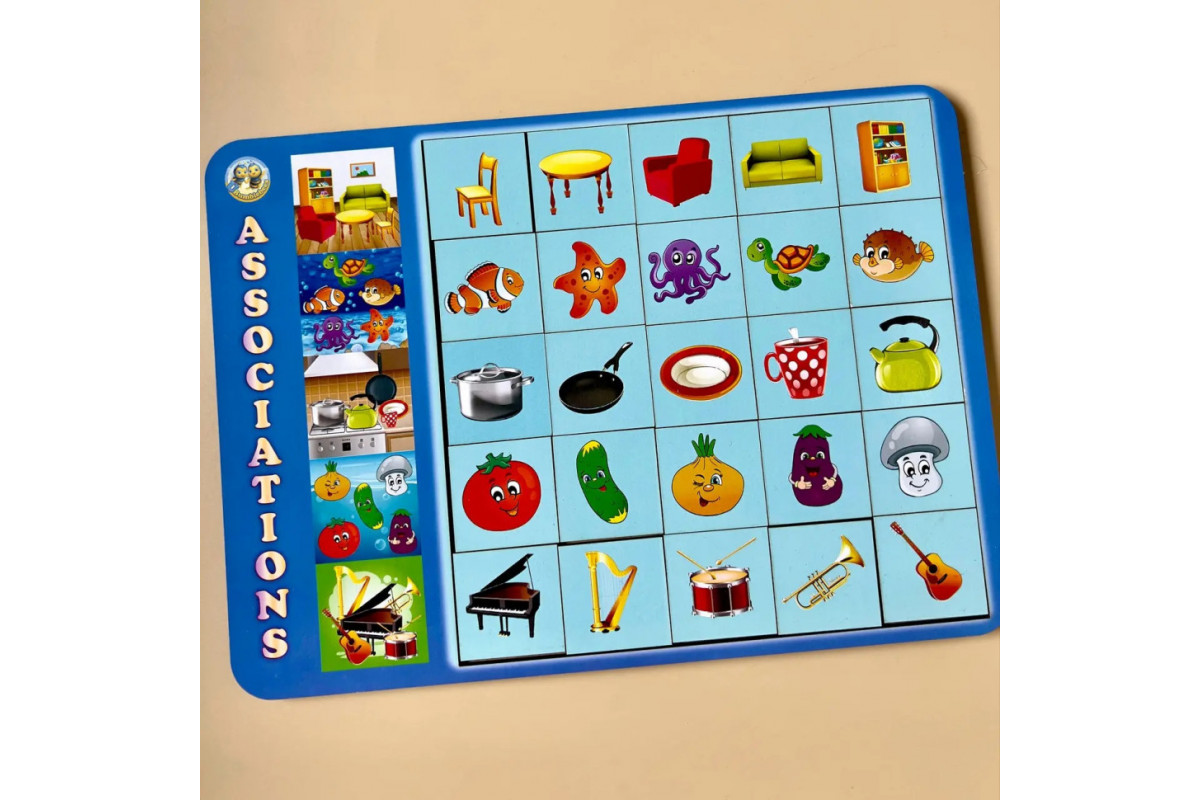 Деревянный пазл-вкладыш "Ассоциации - 1" Ubumblebees (ПСД098) PSD098, 25 плашек