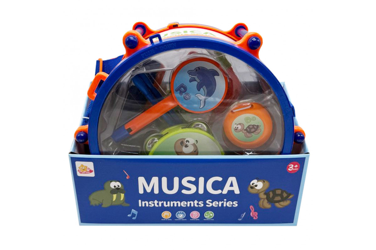 Дитячий набір музичних інструментів SF8122ABC, барабан, дудка, маракас