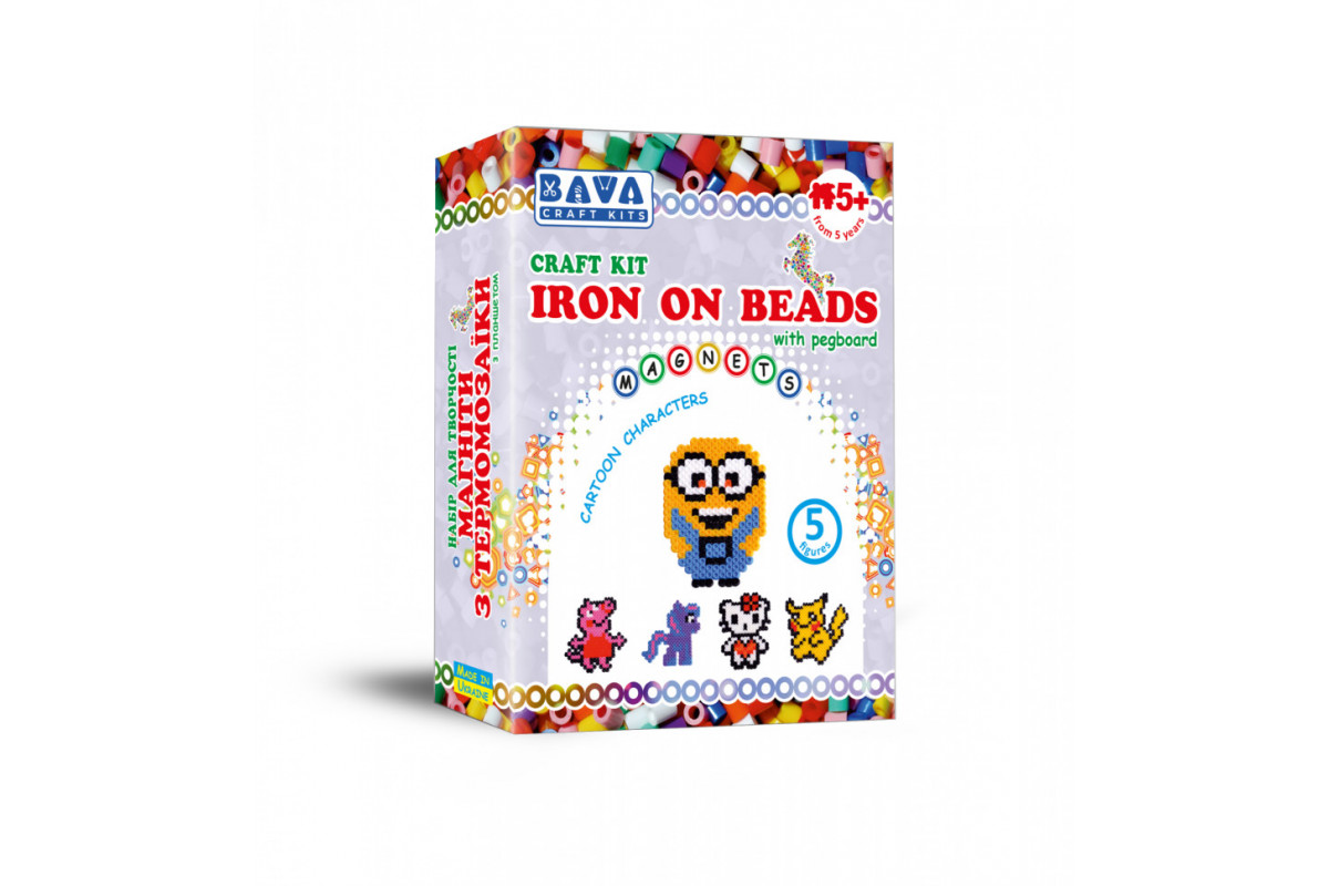 Детский набор для творчества. Магниты с термомозаики "Мультики" TM-004, 5 фигур