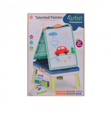 Детский двухсторонний мольберт на ножках 050-17 с мелом, маркерами и губкой