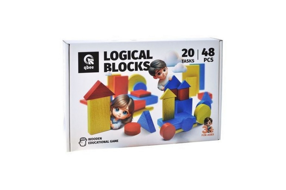 Дерев'яна розвиваюча гра "Логічні блоки Дьенеша" QB700-006, 48 елементів