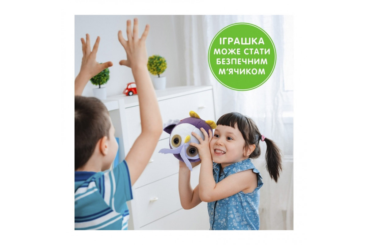 М'яконабивна іграшка "Круглик Сова" МС 080501-12 біло-фіолетовий 18 см