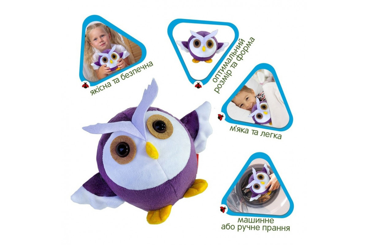 М'яконабивна іграшка "Круглик Сова" МС 080501-12 біло-фіолетовий 18 см