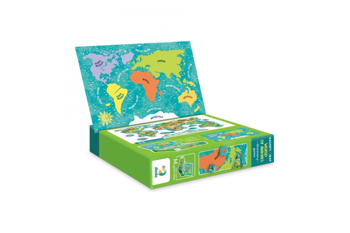 Детская магнитная карта мира животных 200267, 36 элементов