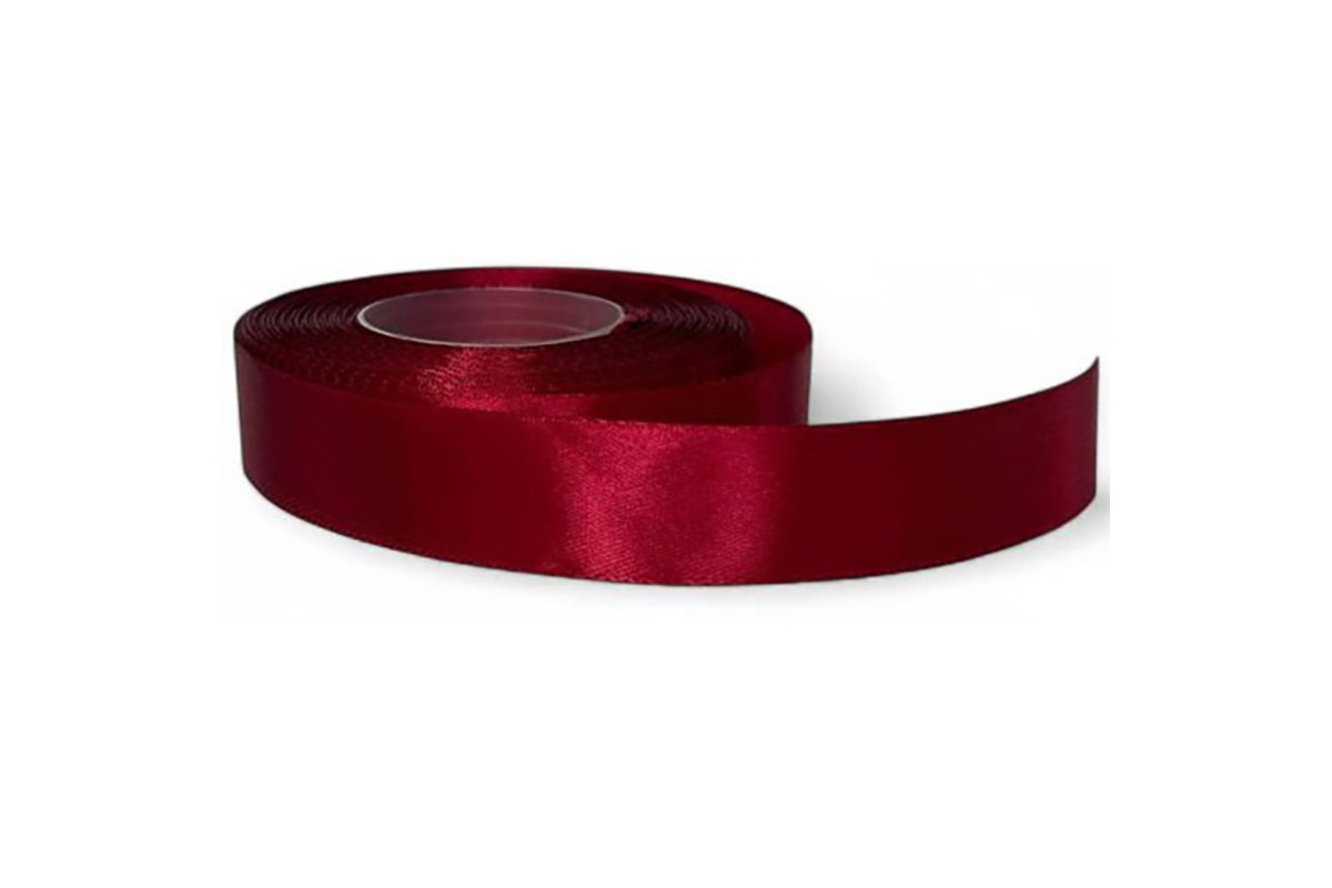 Атласна стрічка для рукоділля АБ-124, 0.6 см x 23 м, Бордовий
