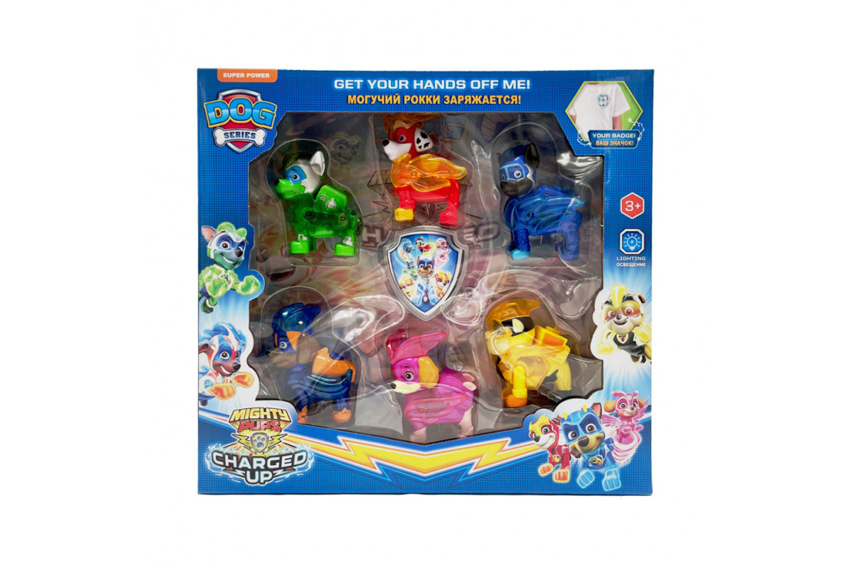Ігровий набір Щенячий Патруль PH038, 6 фігурок які світяться та нагрудний значок