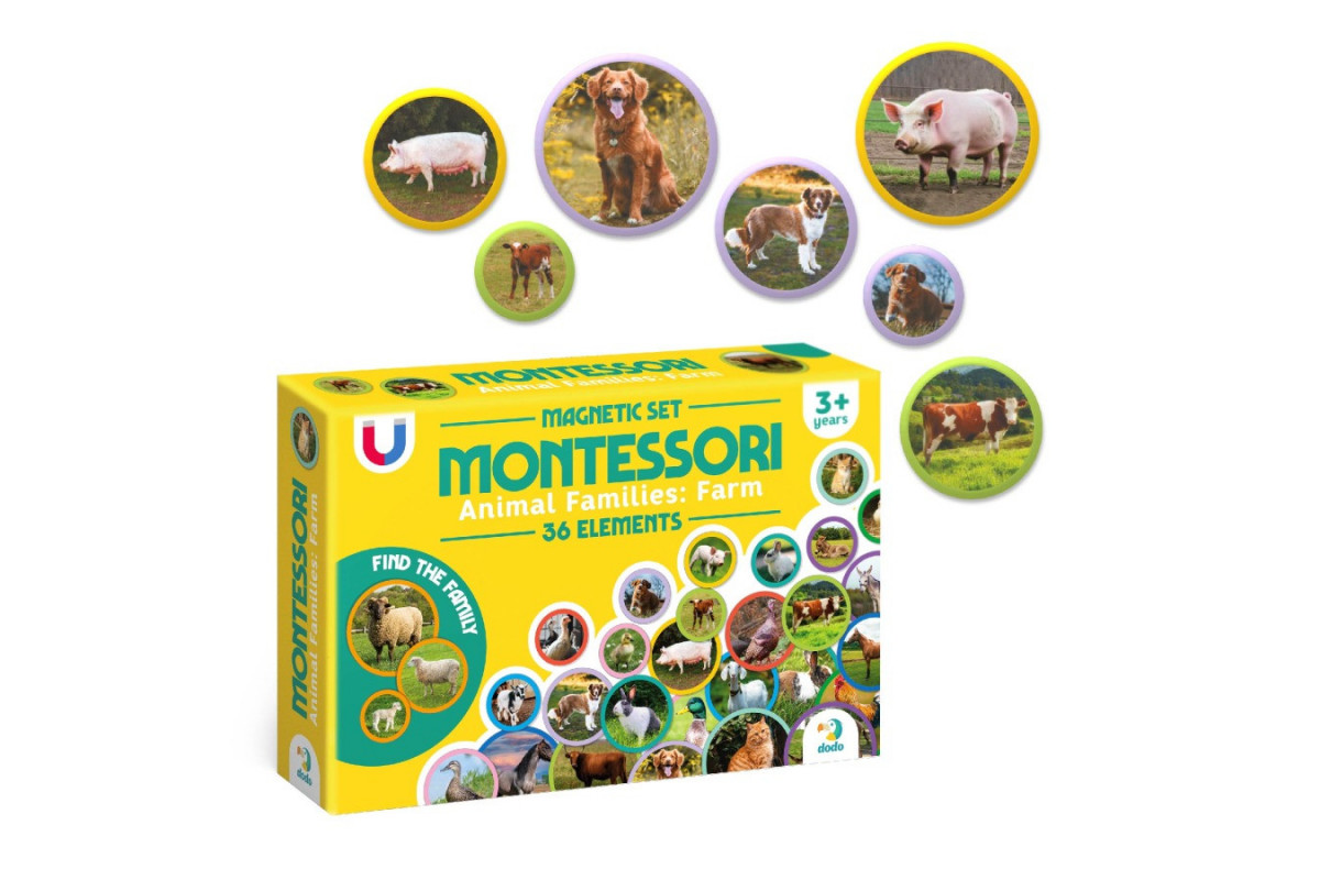 Детский магнитный набор Монтессори "Семьи животных: ферма" 200271, 36 элементов