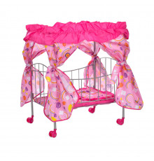 Детская игровая кровать для куклы 9350/015-2 железная с балдахином