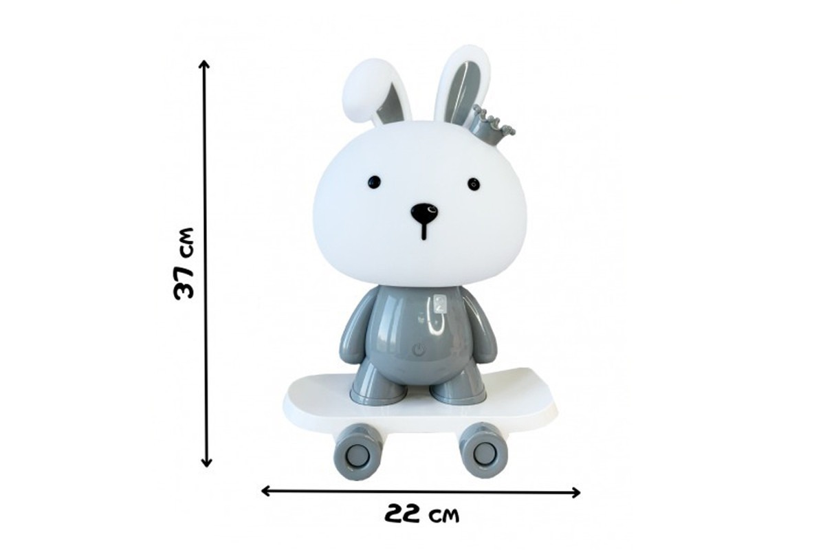Нічник дитячий «Зайчик на скейті» MGZ-1407(Grey) живлення від USB