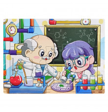 Детский деревянный пазл-вкладыш "Урок химии" MD 1343-6, 12 элементов 15 х 11 х 0,4 см