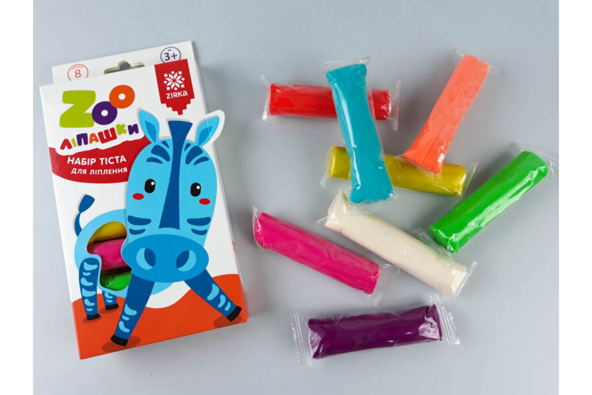 Тесто для лепки ZOOлипашки "Зебра" ZIRKA 140212 (8 разноцветных стиков по 35 г)