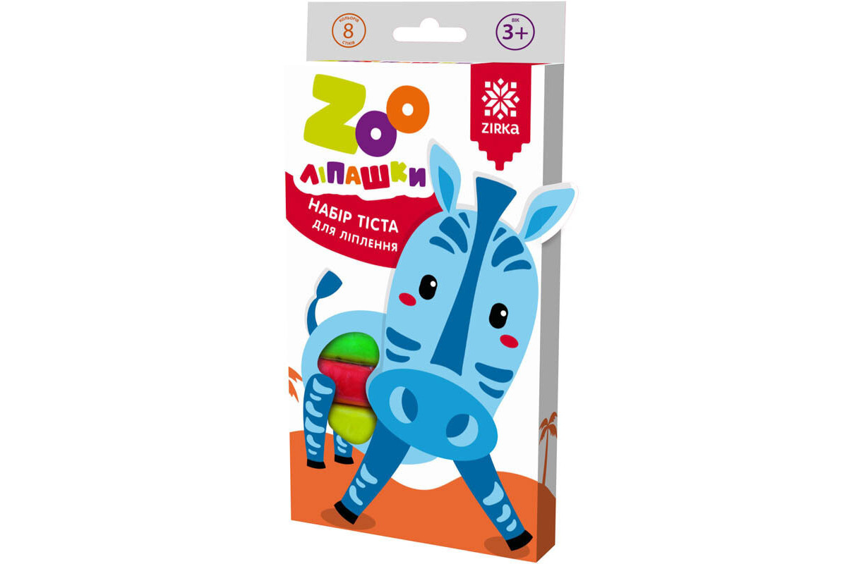 Тесто для лепки ZOOлипашки "Зебра" ZIRKA 140212 (8 разноцветных стиков по 35 г)