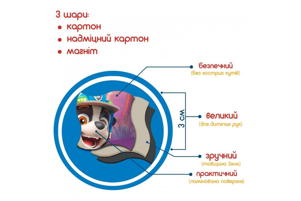 Детские магнитные пазлы "Щенячий патруль Диноприключение" ML4034-35, 35 магнитных элементов
