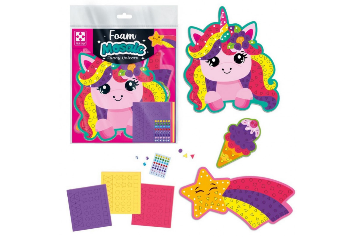 Набор для творчества "Веселый Единорог" VT4511-20 с мягкой мозаикой и стразами