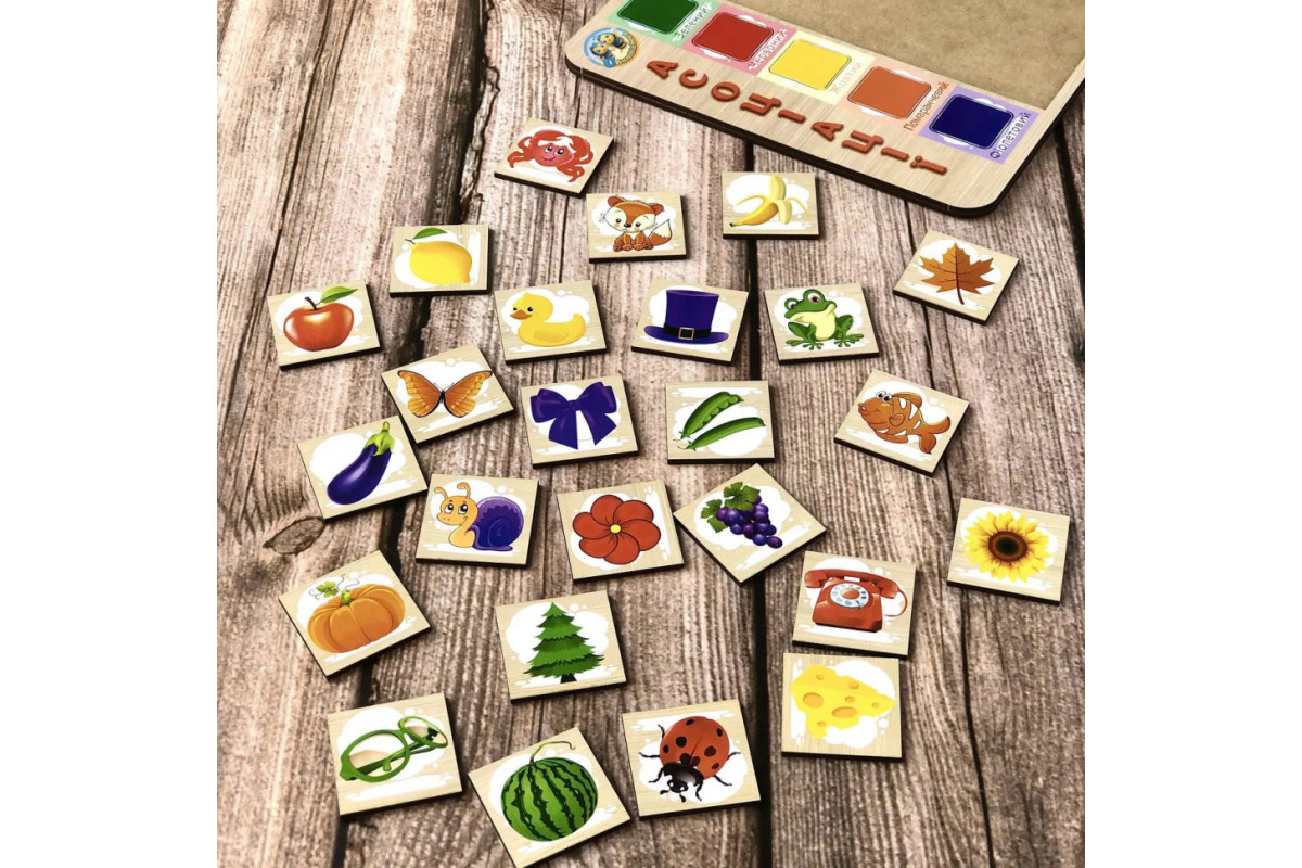 Деревянный пазл-вкладыш "Ассоциации: цвета-2" Ubumblebees (ПСД095) PSD095, 25 плашек