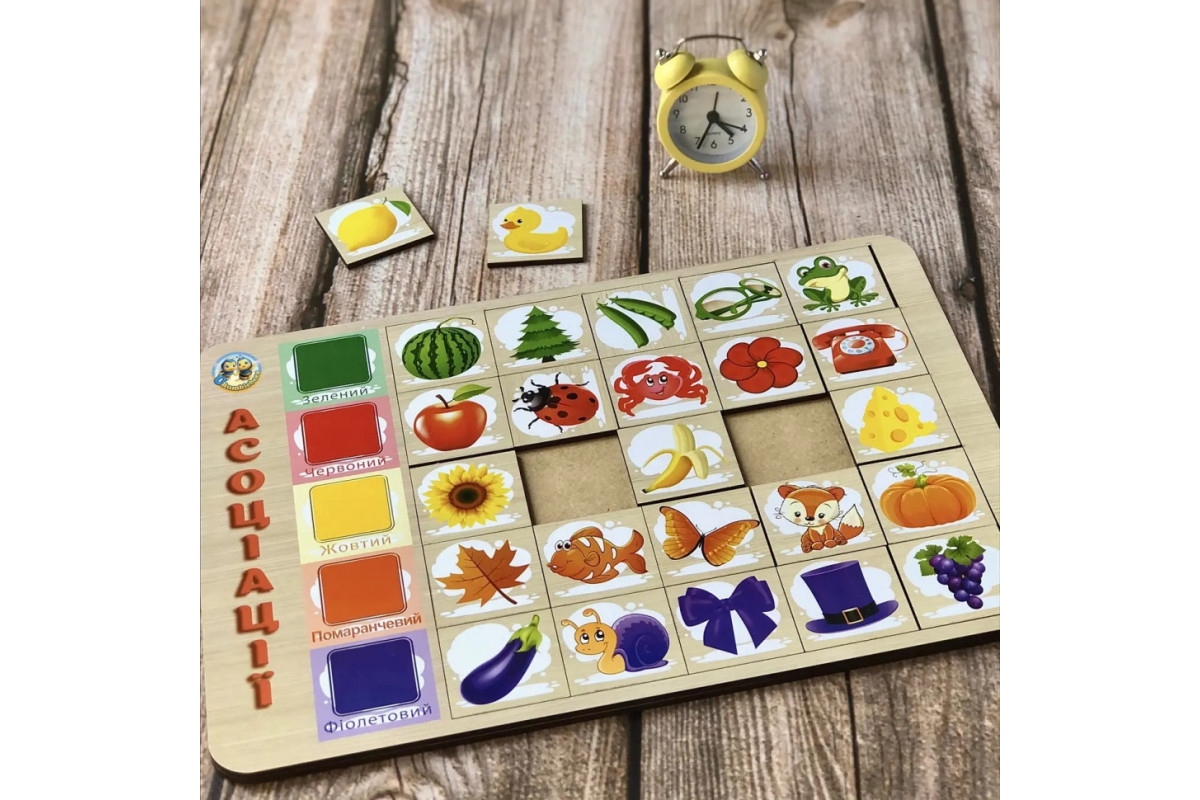 Деревянный пазл-вкладыш "Ассоциации: цвета-2" Ubumblebees (ПСД095) PSD095, 25 плашек