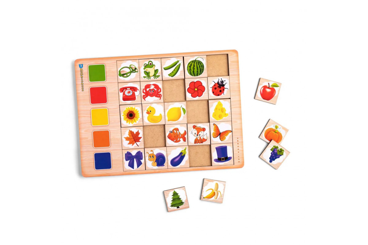 Деревянный пазл-вкладыш "Ассоциации: цвета-2" Ubumblebees (ПСД095) PSD095, 25 плашек