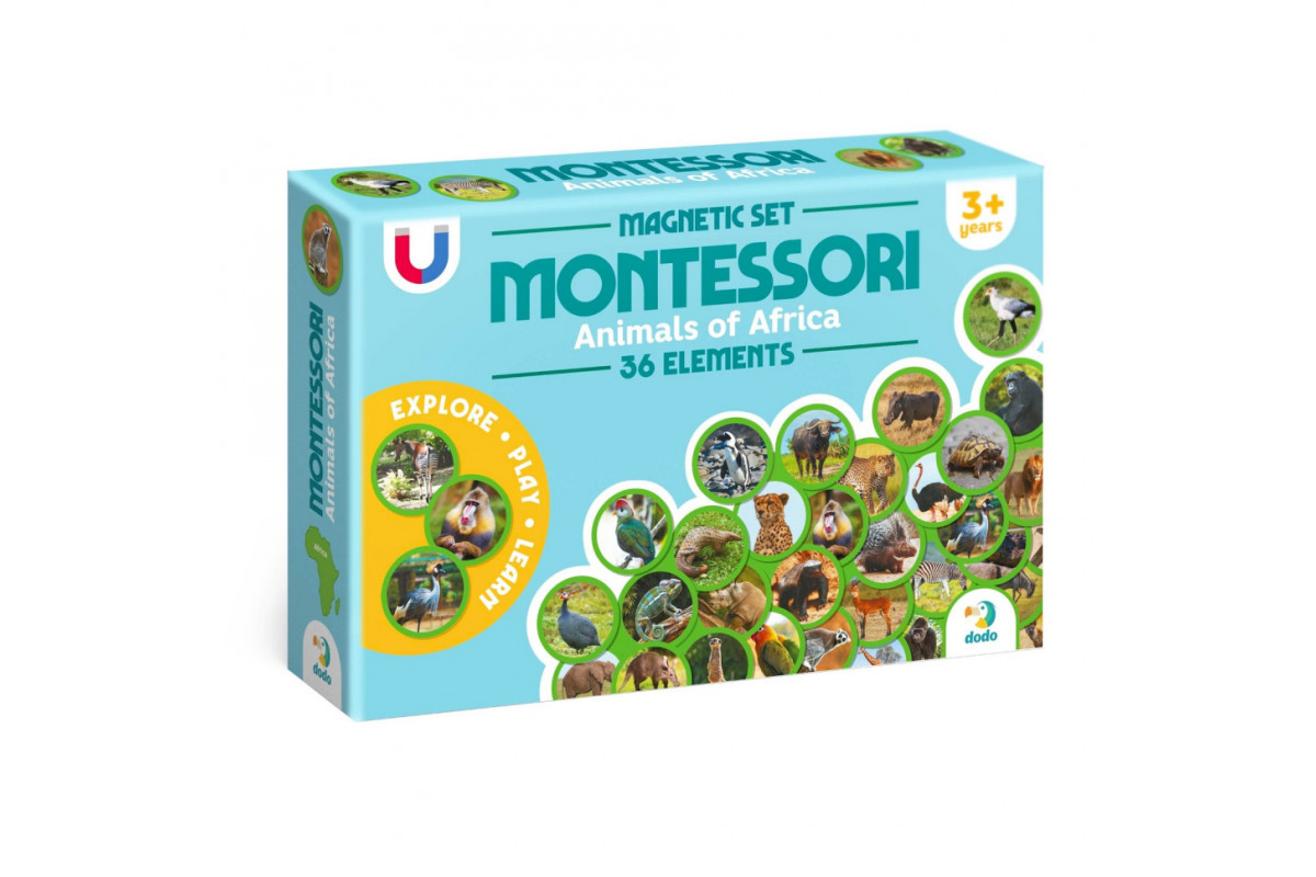 Детский магнитный набор Монтессори "Животные на континентах: Африка" 200284, 36 элементов