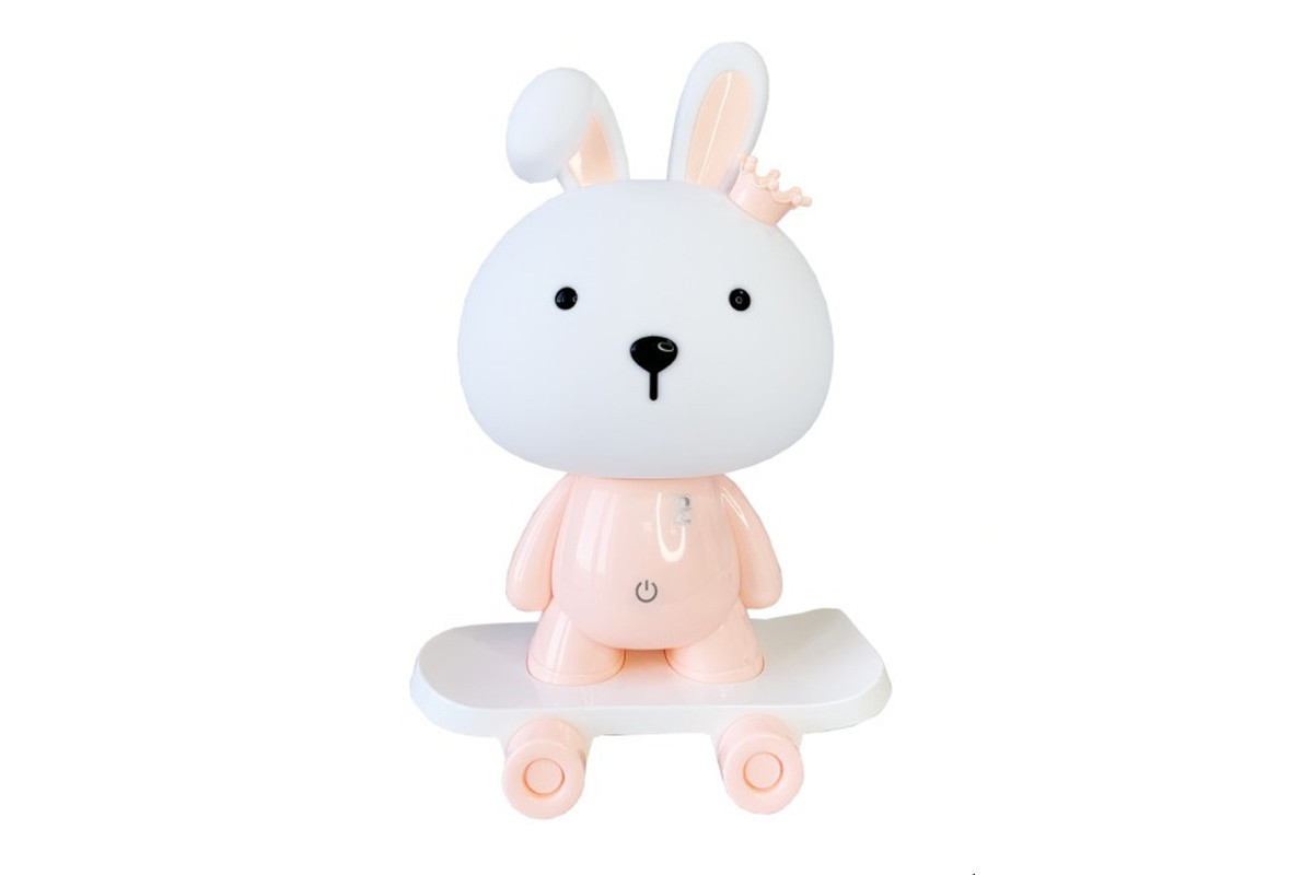 Нічник дитячий «Зайчик на скейті» MGZ-1407(Pink) живлення від USB