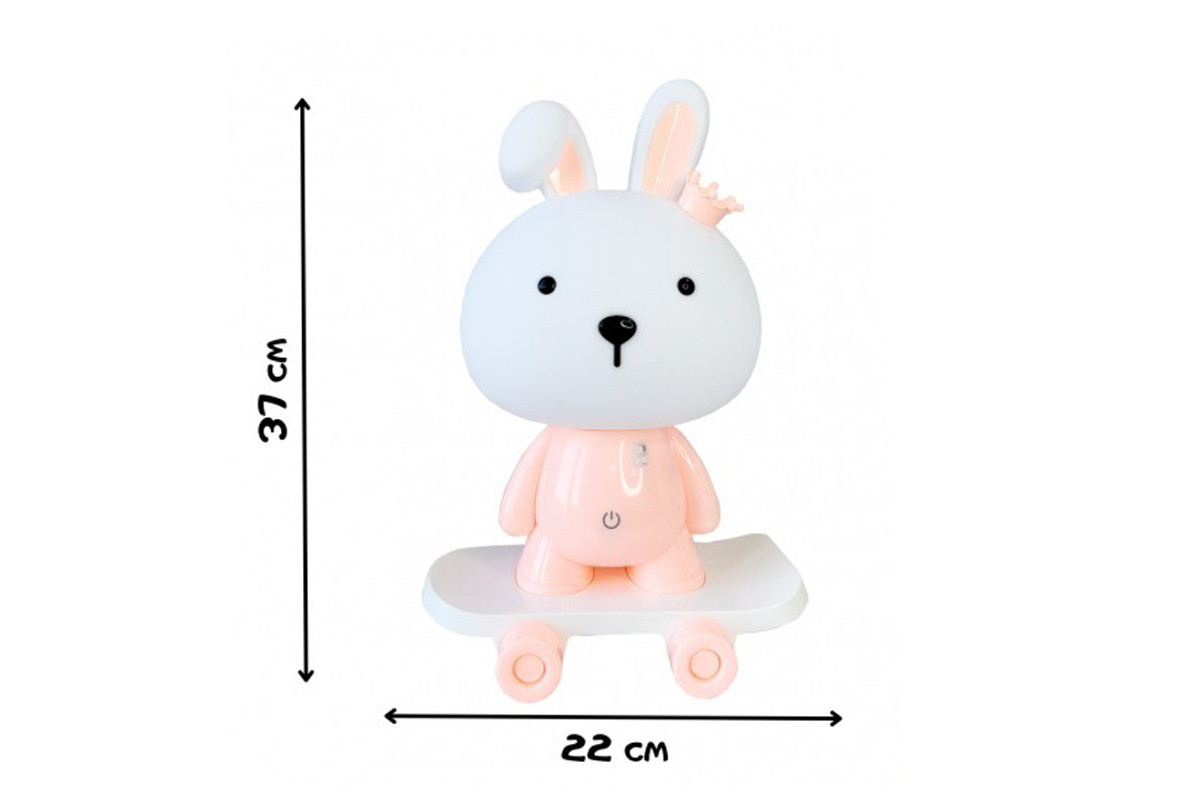 Нічник дитячий «Зайчик на скейті» MGZ-1407(Pink) живлення від USB