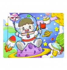 Дитячий дерев'яний пазл-вкладиш "Космонавт" MD 1343-5, 12 елементів 15 х 11 х 0,4 см