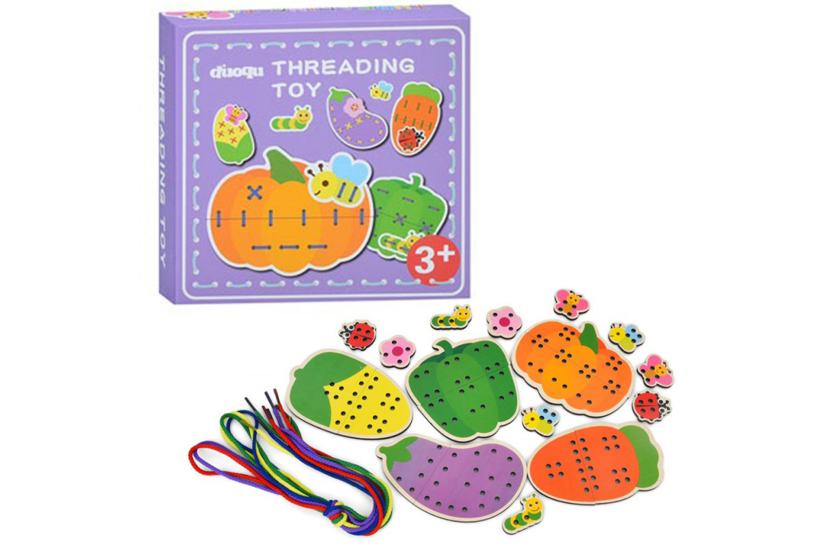 Детская деревянная игрушка-шнуровка "Овощи" MD 1985(Violet)