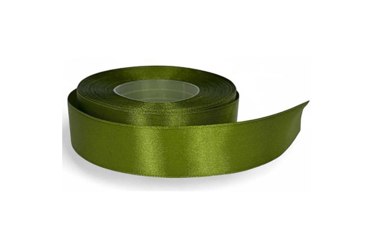 Атласна стрічка для рукоділля АБ-117, 0.6 см x 23 м, Зелений