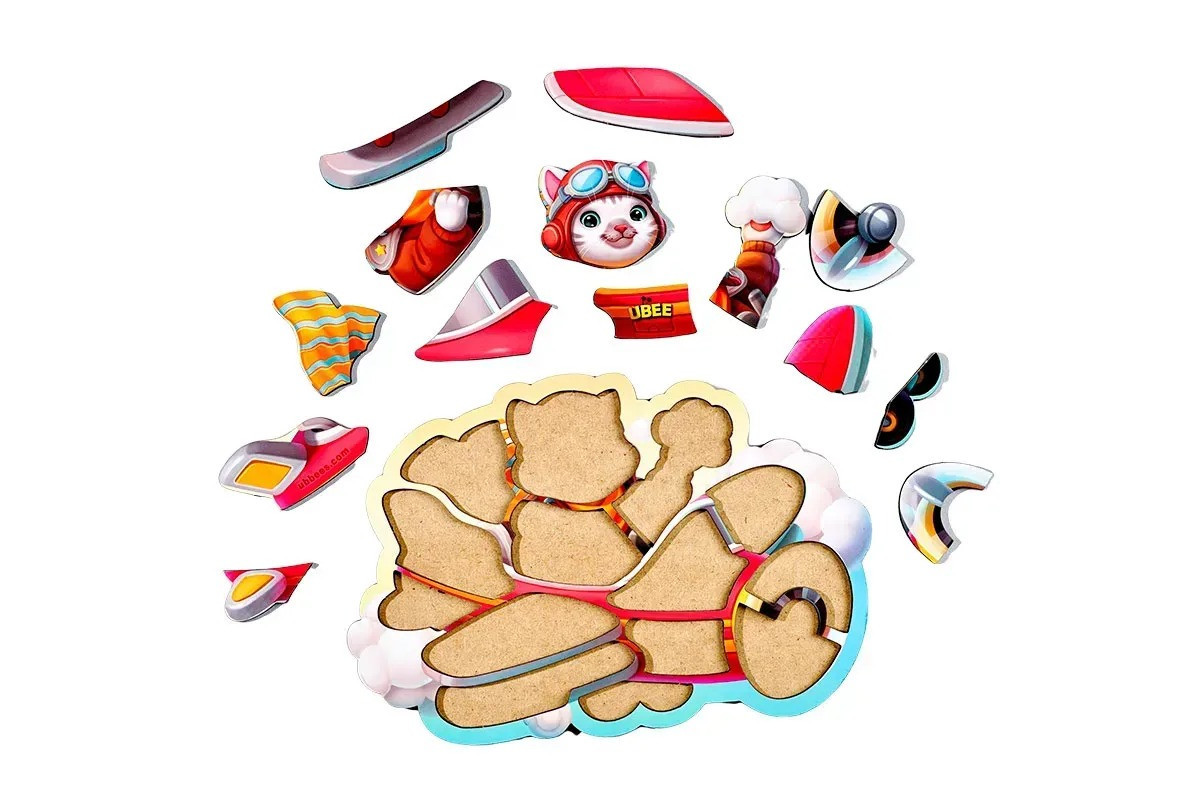 Дерев'яний контурний пазл "Котик пілот" (ПСД281) PSD281