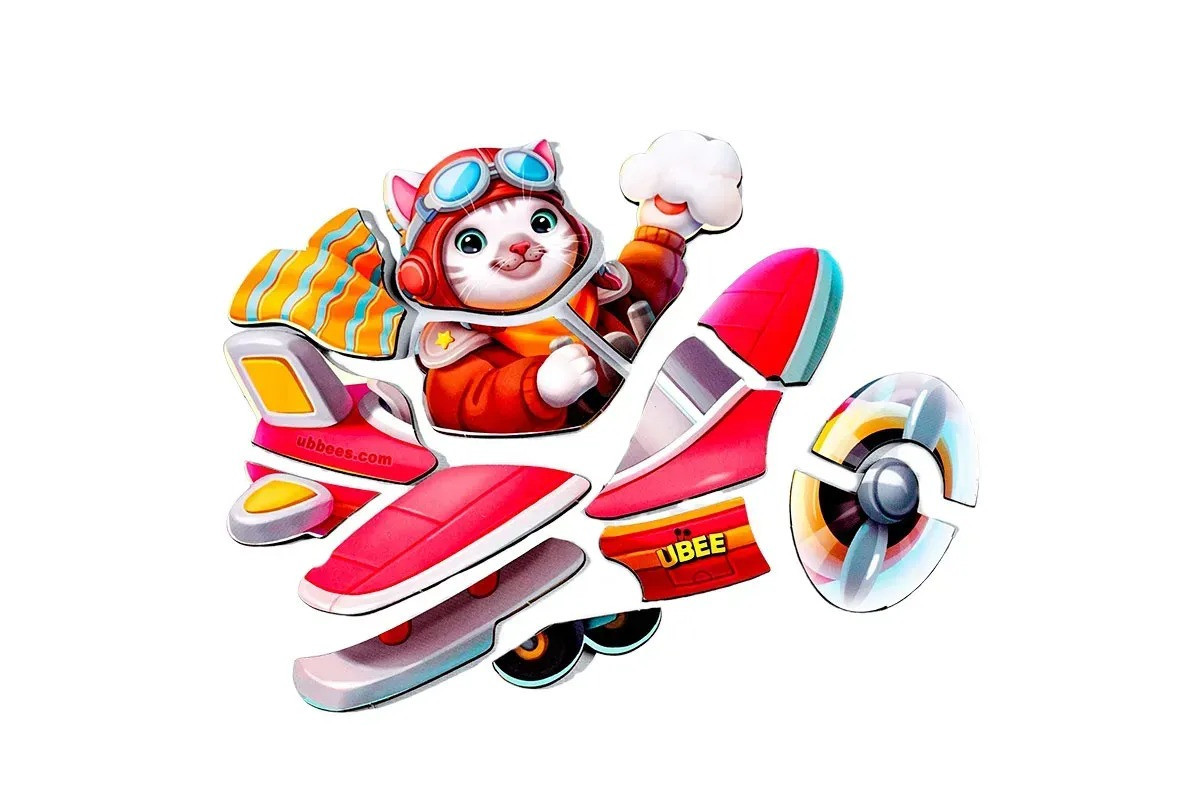 Дерев'яний контурний пазл "Котик пілот" (ПСД281) PSD281