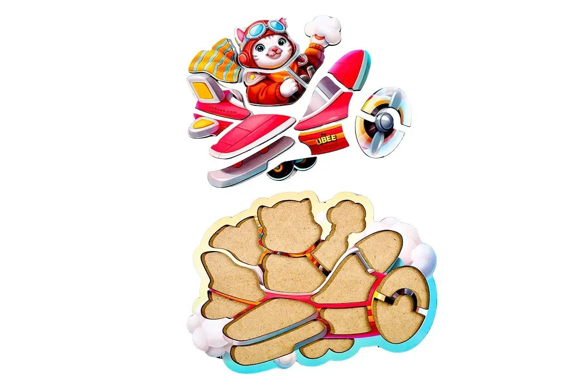 Дерев'яний контурний пазл "Котик пілот" (ПСД281) PSD281