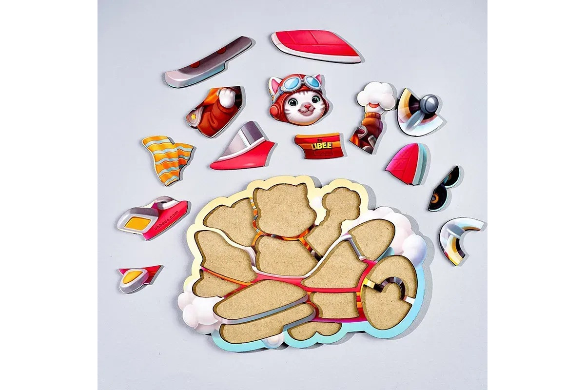 Дерев'яний контурний пазл "Котик пілот" (ПСД281) PSD281