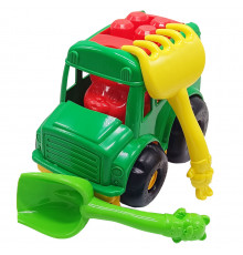 Дитячий пісочний набір "Автобус-бусік" 0091 лопатка, граблі Зелений