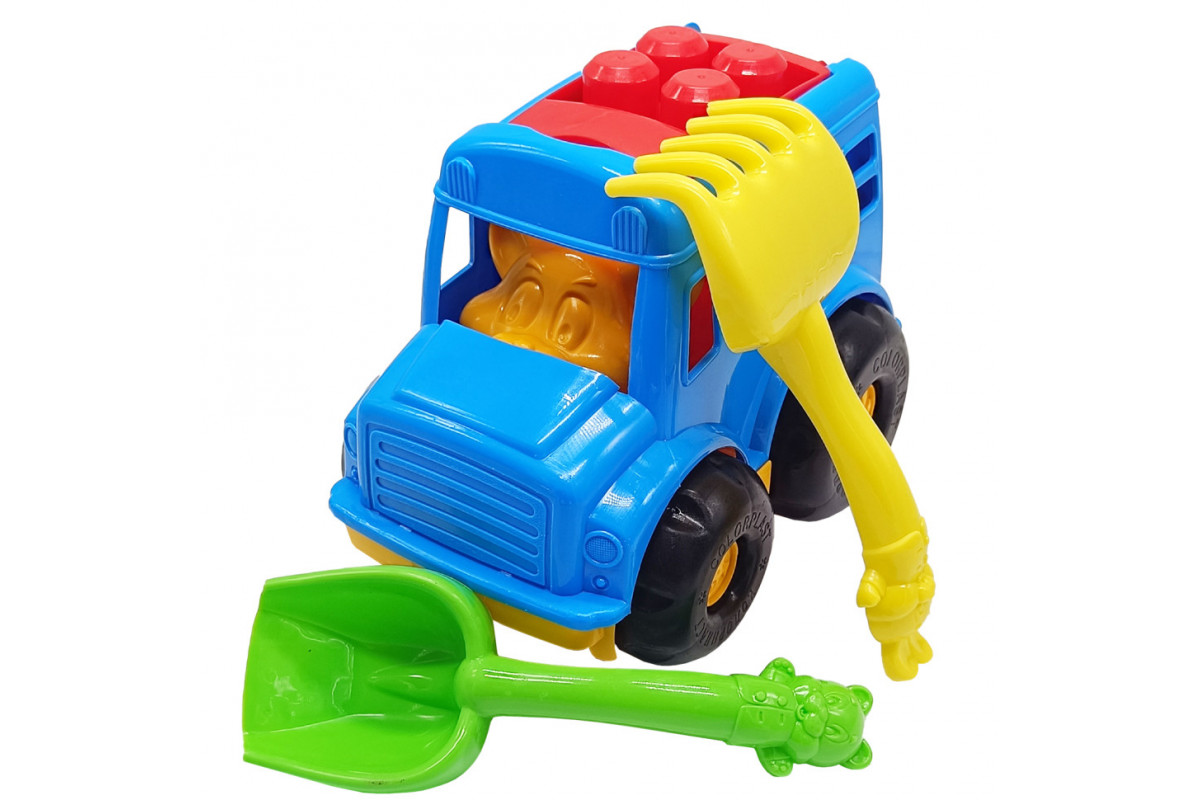 Дитячий пісочний набір "Автобус-бусік" 0091 лопатка, граблі Синій