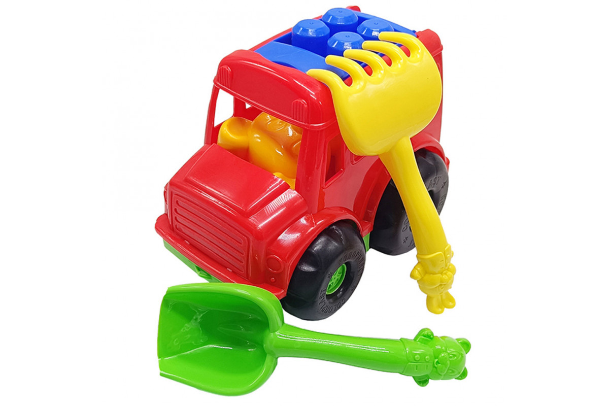 Дитячий пісочний набір "Автобус-бусік" 0091 лопатка, граблі Червоний