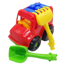 Дитячий пісочний набір "Автобус-бусік" 0091 лопатка, граблі Червоний