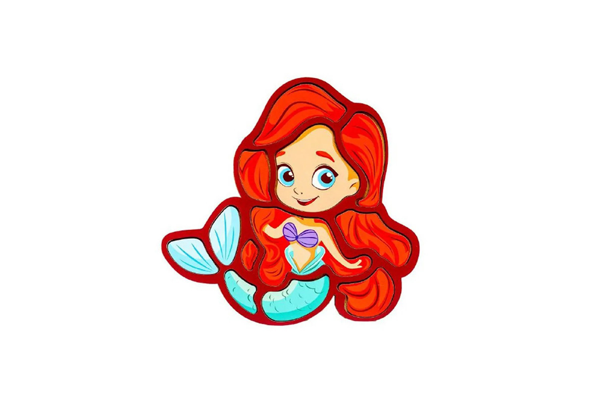 Детский пазл-вкладыш "Русалка" Puz-22965, 12 элементов