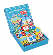 Детская деревянная игрушка-шнуровка "Транспорт" MD 1985(Turquoise)