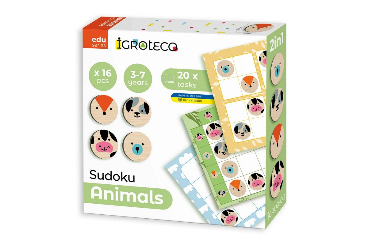 Логічна дитяча гра "Судоку Тварини" 900705, 16 елементів